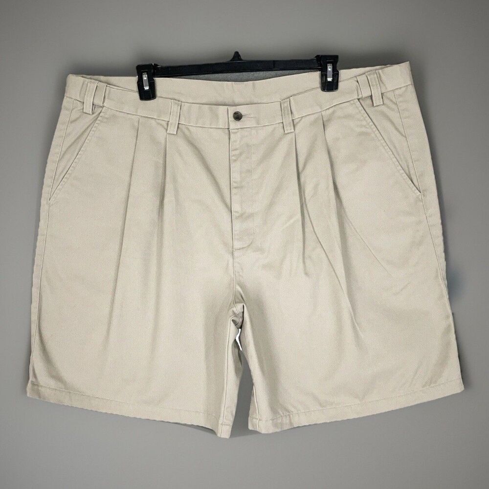 St. John's Bay Shorts Men's Size 48 Pleated Comfort Fit Chino Beige